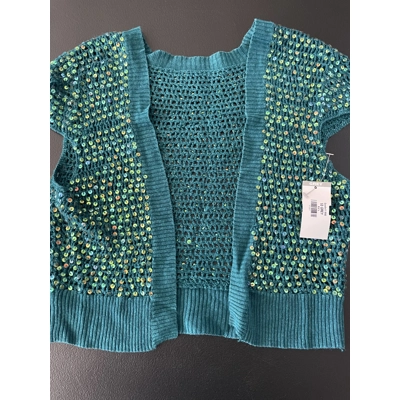 M/L Girls Shrug, Turquoise Sequined