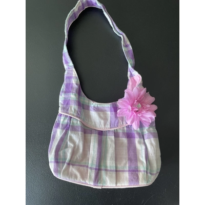 Girls Satchel Purse, Purple Plaid
