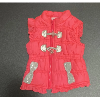 12 Months Girls Puffer Vest, Hot Pink