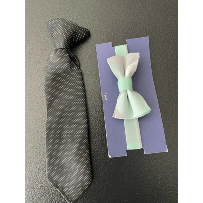 Infant Boys Tie 2pk, Black & Spring Plaid