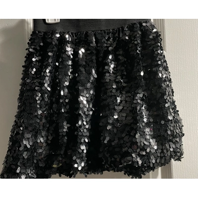 M (7/8) Girls Skirt, Black Sequin