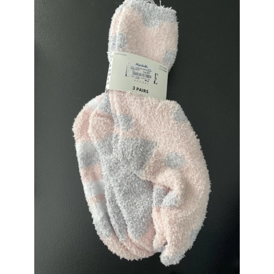 9-11 Womens Cozy Socks 3pk, Pink & Gray