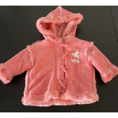 0-3 M Girls Coat, Pink Faux Suede