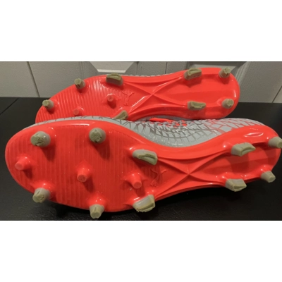 9.5 Mens Soccer Cleat, Blue Gray with Red Orange