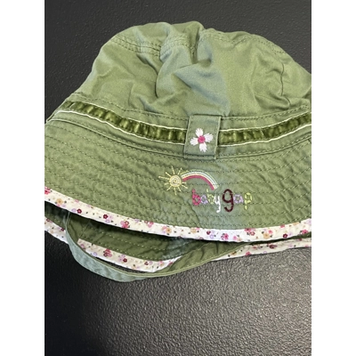 6-12M Girls Bucket Hat, Army Green w/Flowers