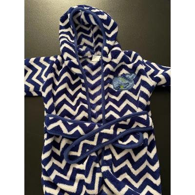 0-9M Boys Robe, Blue & White w/Whale