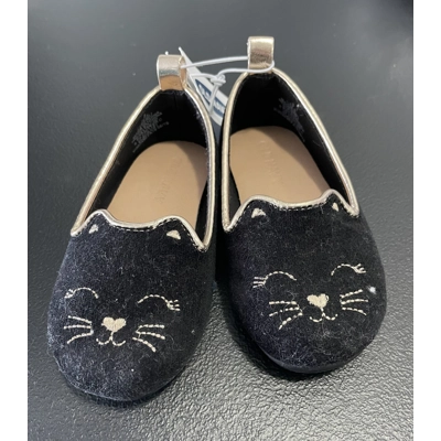 5 Toddler Girls Dress Flats, Black Cat w/Ears