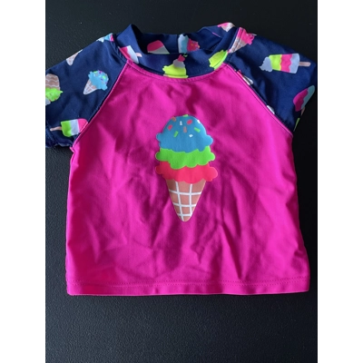 6-9 Months Girls Rash Guard, Magenta, Ice Cream