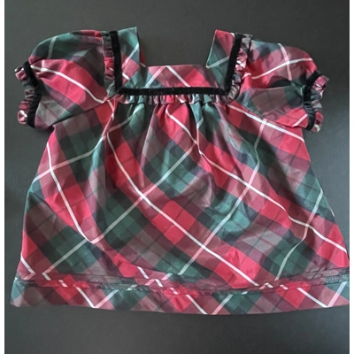 2T Girls Blouse, Red Christmas Plaid