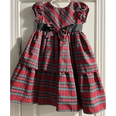 3T Girls Christmas Dress, Red Plaid