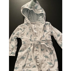 0-9M Boys Robe, White w/Gree..