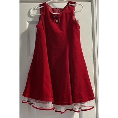 3T Girls Christmas Dress, Red Velour