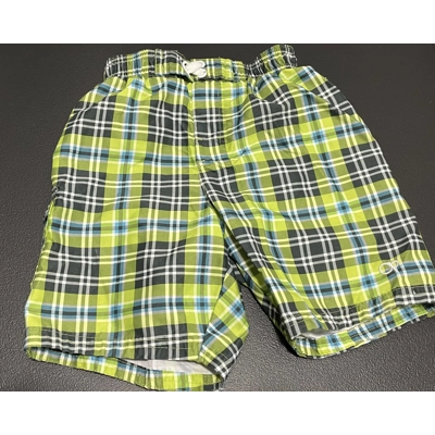 4T Boys Swim Trunks, Green Plaid