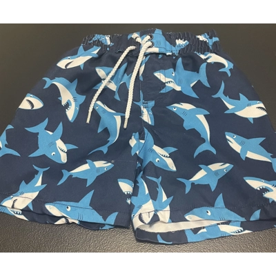 18M Boys Swim Trunks, Navy w/Sharks
