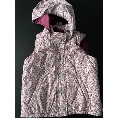 5T Girls Puffer Vest, Pink w/Flowers