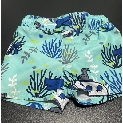12m Boys Swim Trunks, Aqua w/Sharks