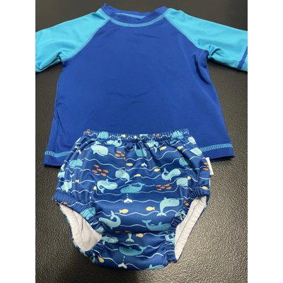 3-6m Boys Swim Set, Blue w/Whales