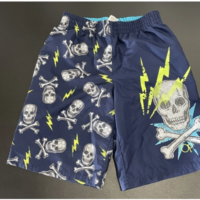 M Boys Swim Trunks, Navy w/Skulls