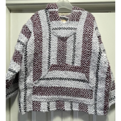 M Boye Baja Hoodie Gray & Burgundy