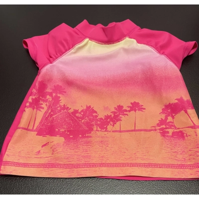 18m Girls Rash Guard, Pink w/Sunset
