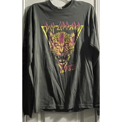 S Women’s Long Sleeve Shirt, Gray, Def Leopard