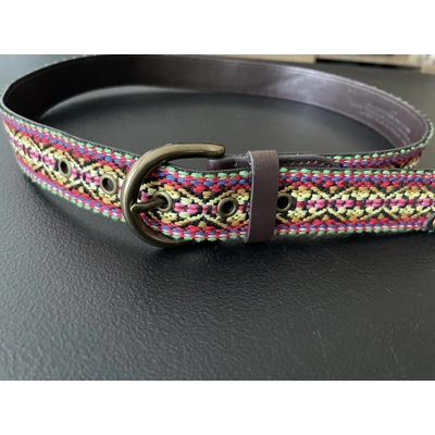 S Womens Belt, Multicolored Woven Pattern