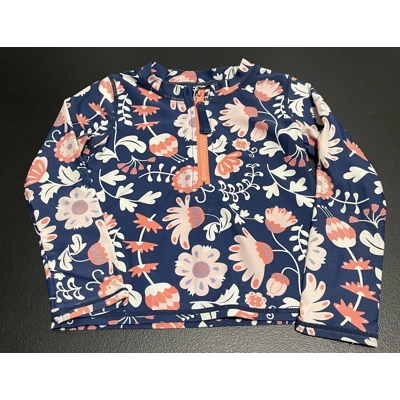 3T Girls Rash Guard, Navy w/Floral