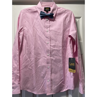 12 Boys Dress Shirt, Pink Long Sleeve