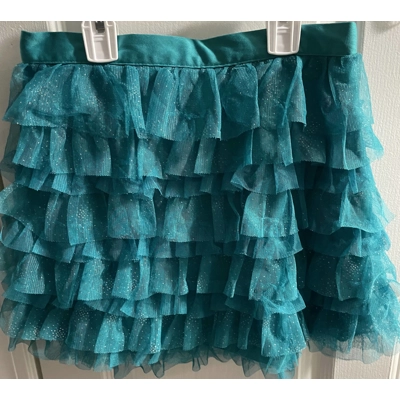 L Girls Skirt, Blue Tulle Ruffle