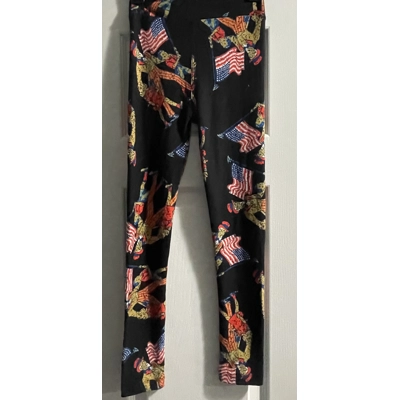 L/XL Girls Leggings, Black w/Uncle Sam