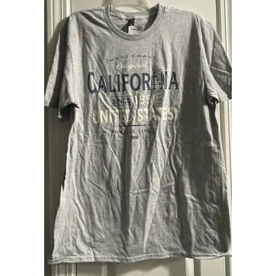 L Adult T-Shirt, Grey, California