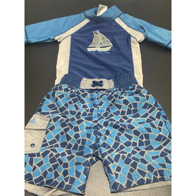 3T Boys 2pc Swim Set, Blue w/Sailboat
