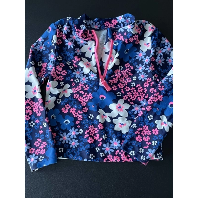 3T Girls Rash Guard, Navy w/Floral