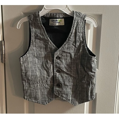 3T Boys Vest, Grey Pinstripe