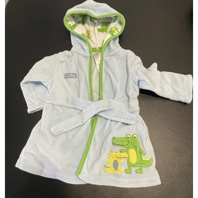 0-9m Boys Robe, Green Terrycloth, Crocodile