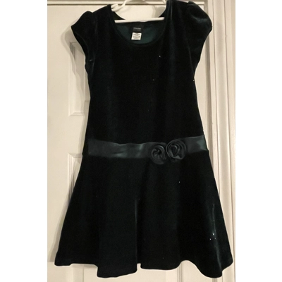 7/8 Girls Christmas Dress, Emerald Green Velour