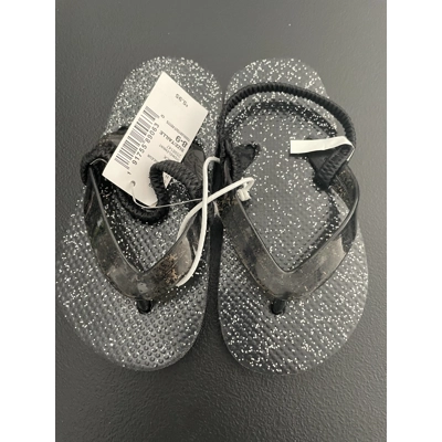 8/9 Toddler Girls Flip Flops, Black Glitter