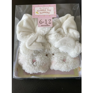 6-12M Girls Slippers, White,..