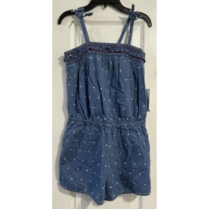 L Girls Romper, Blue w/White..