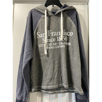 M Womens Cropped Hoodie, Gray & Navy, San Francisco