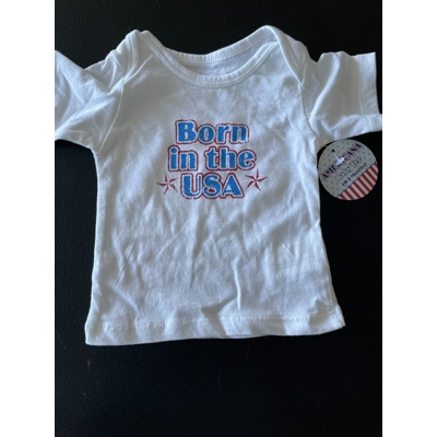 0-3M Unisex T-Shirt, White, Born in USA