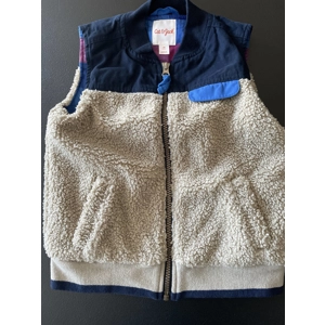 5T Boys Fleece Vest, Tan & N..
