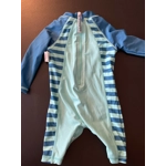 3-6M Boys Rash Guard Swimsuit, Aqua & Blue, T-Rex Surfing