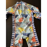 6M Boys Rash Guard Swimsuit, Blue, Sharks