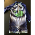 6M Boys Rash Guard Swimsuit, Navy & White, Whale