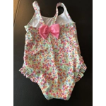 4T Girls Bathing Suit, White, Multicolored Flowers