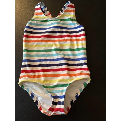 2-3T Girls Bathing Suit, Multicolored Stripes