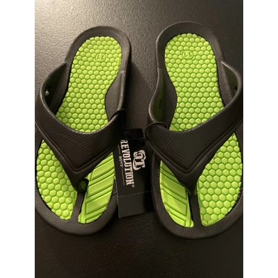 11 Boys Flip Flops, Black & Neon Green
