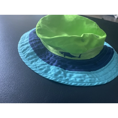 M Boys Bucket Hat, Green & Blue, Fish