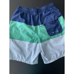 XS Mens Swim Trunks, Navy/Green/White Striped